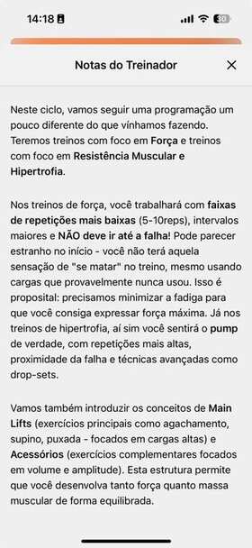 Notas do Treinador